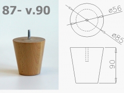 Nábytková noha 87 natur lak 