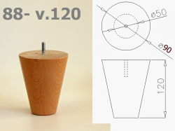 Nábytková noha 88 natur lak 